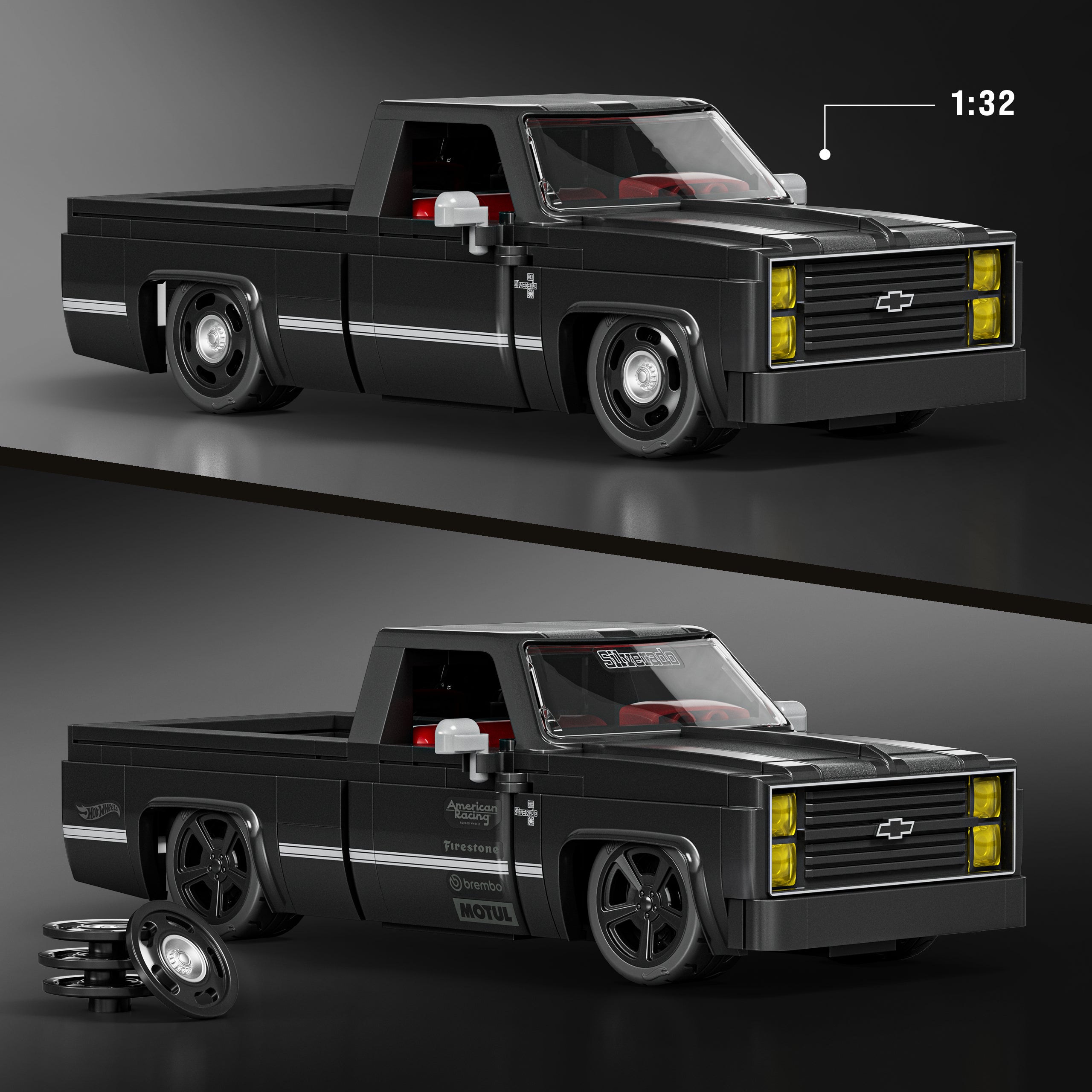 Mattel Brick Shop Hot Wheels Jogo de Constru??o Speed '83 Chevy Silverado - Image 3