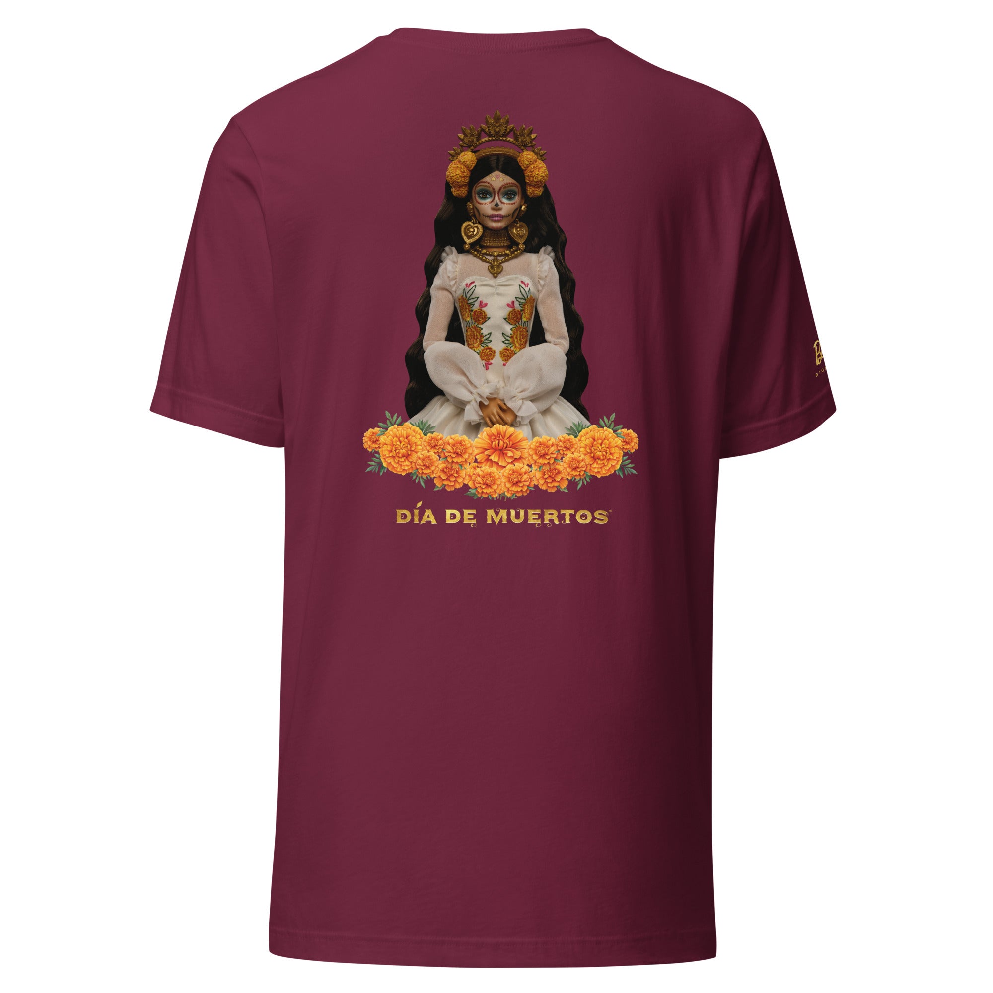 Barbie D??a de Muertos Maroon T-Shirt - Image 7