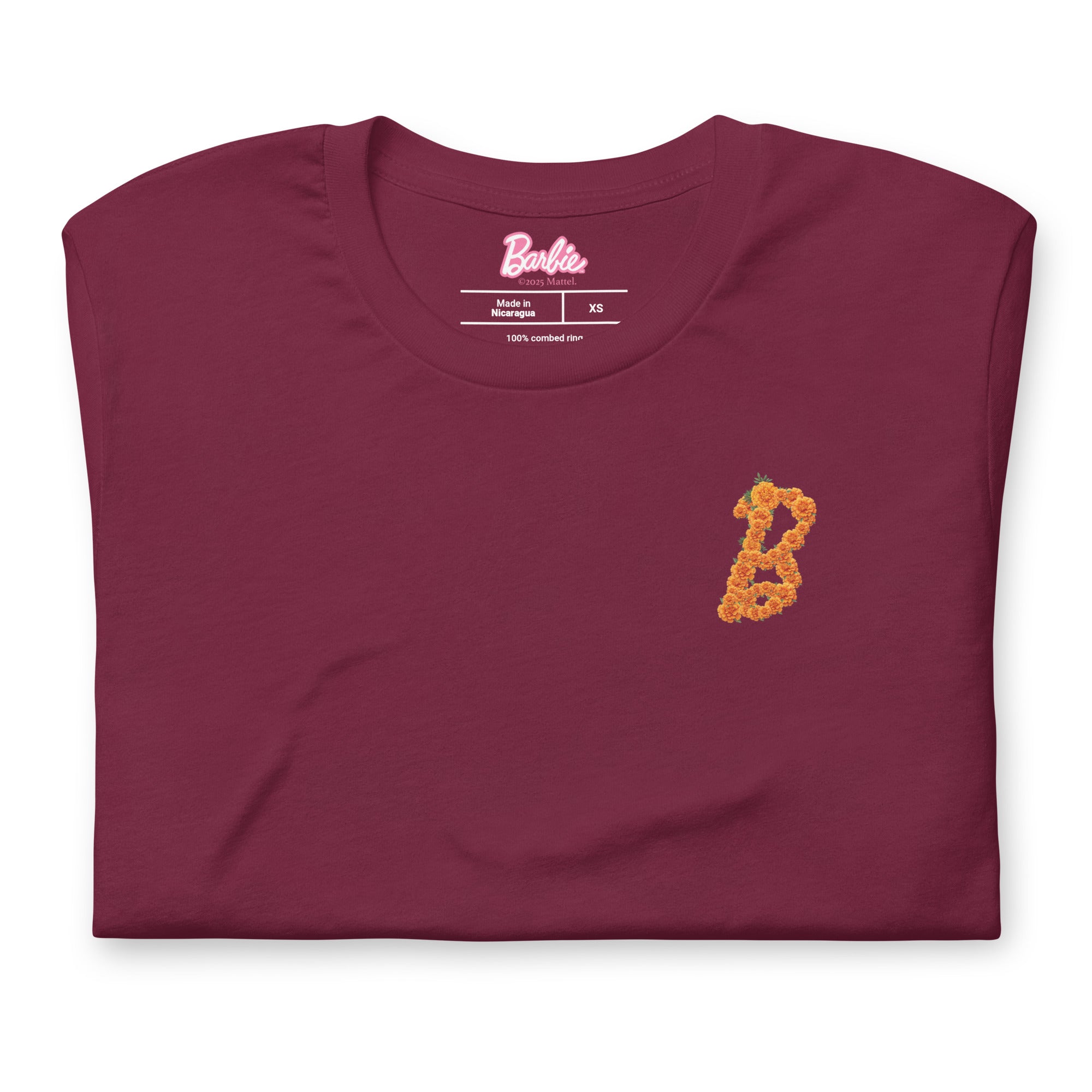 Barbie D??a de Muertos Maroon T-Shirt - Image 3