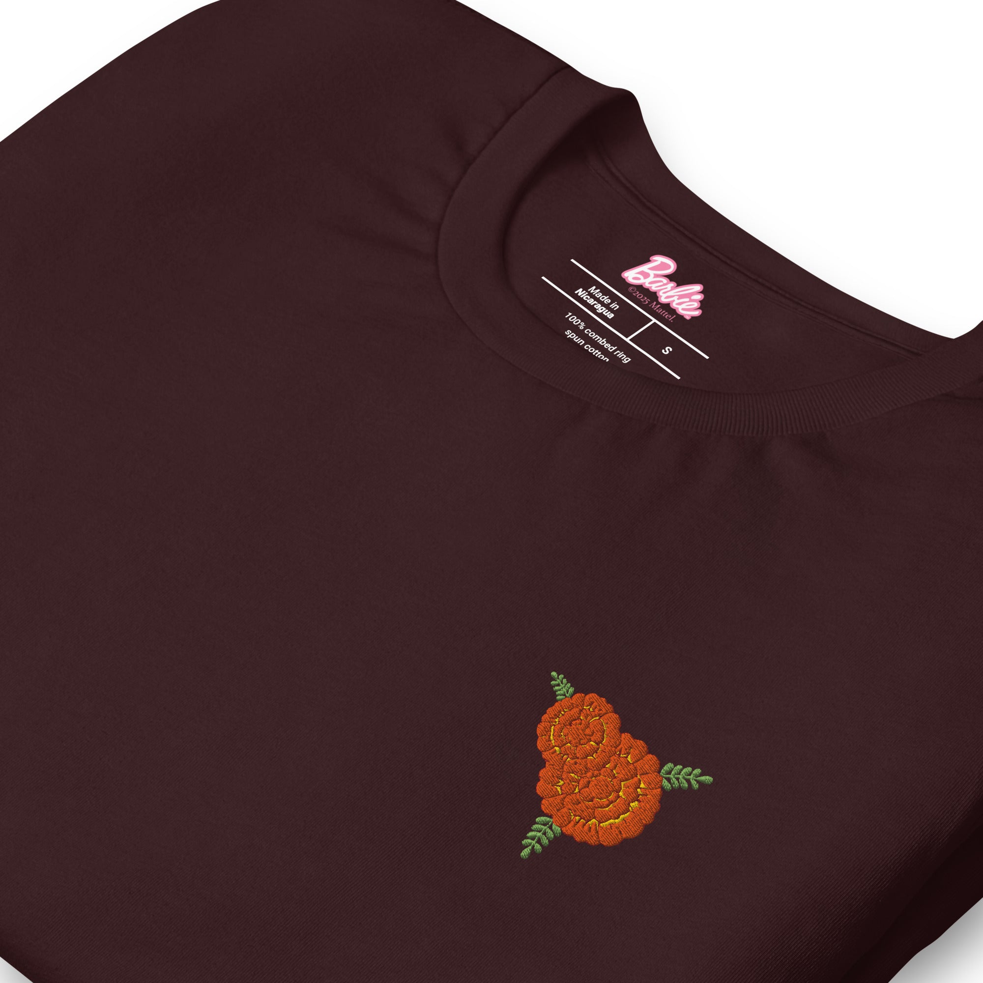 Barbie D??a de Muertos Ken Embroidered Oxblood T-Shirt - Image 3