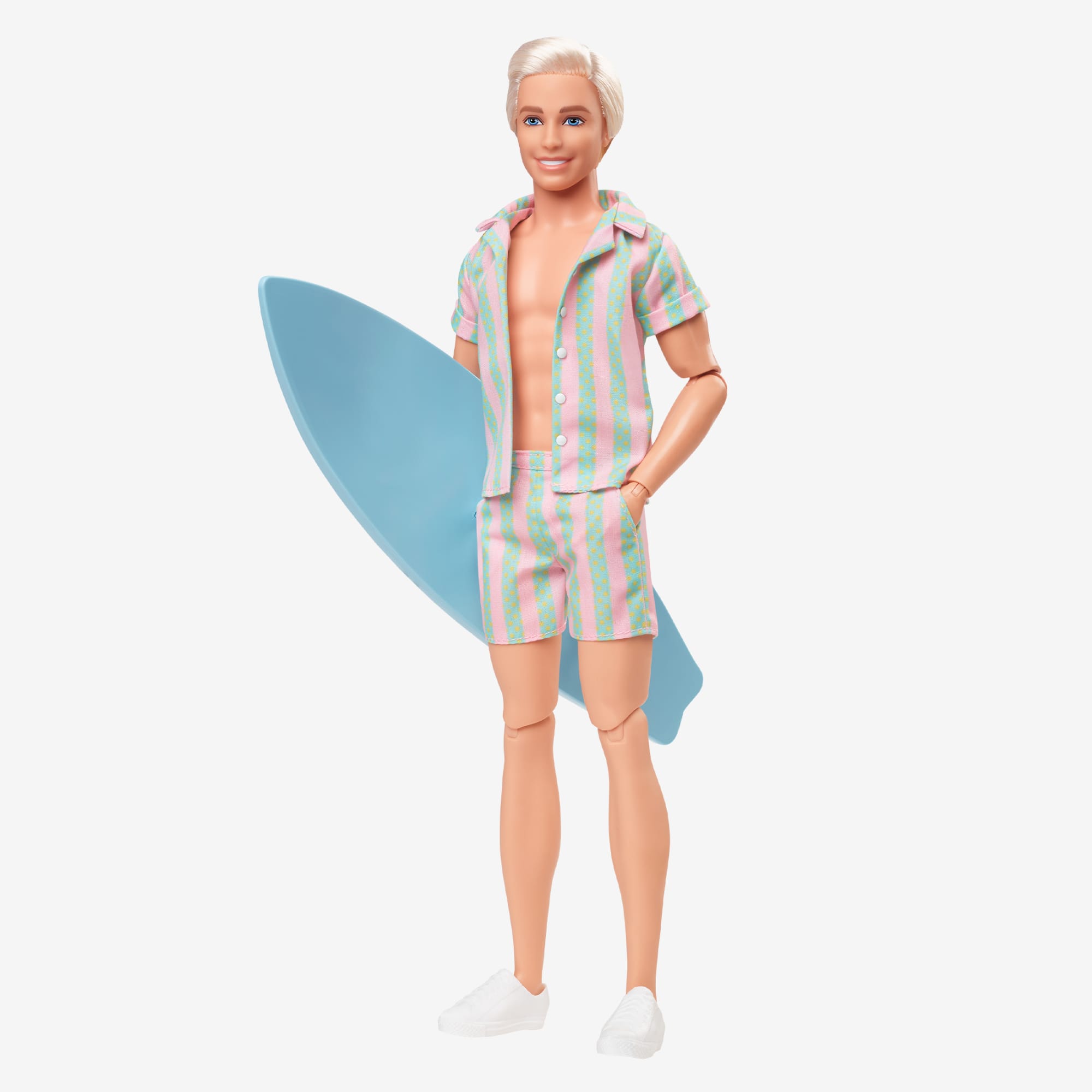 Ken Doll Wearing Pastel Striped Beach Matching Set ?C Barbie The Movie