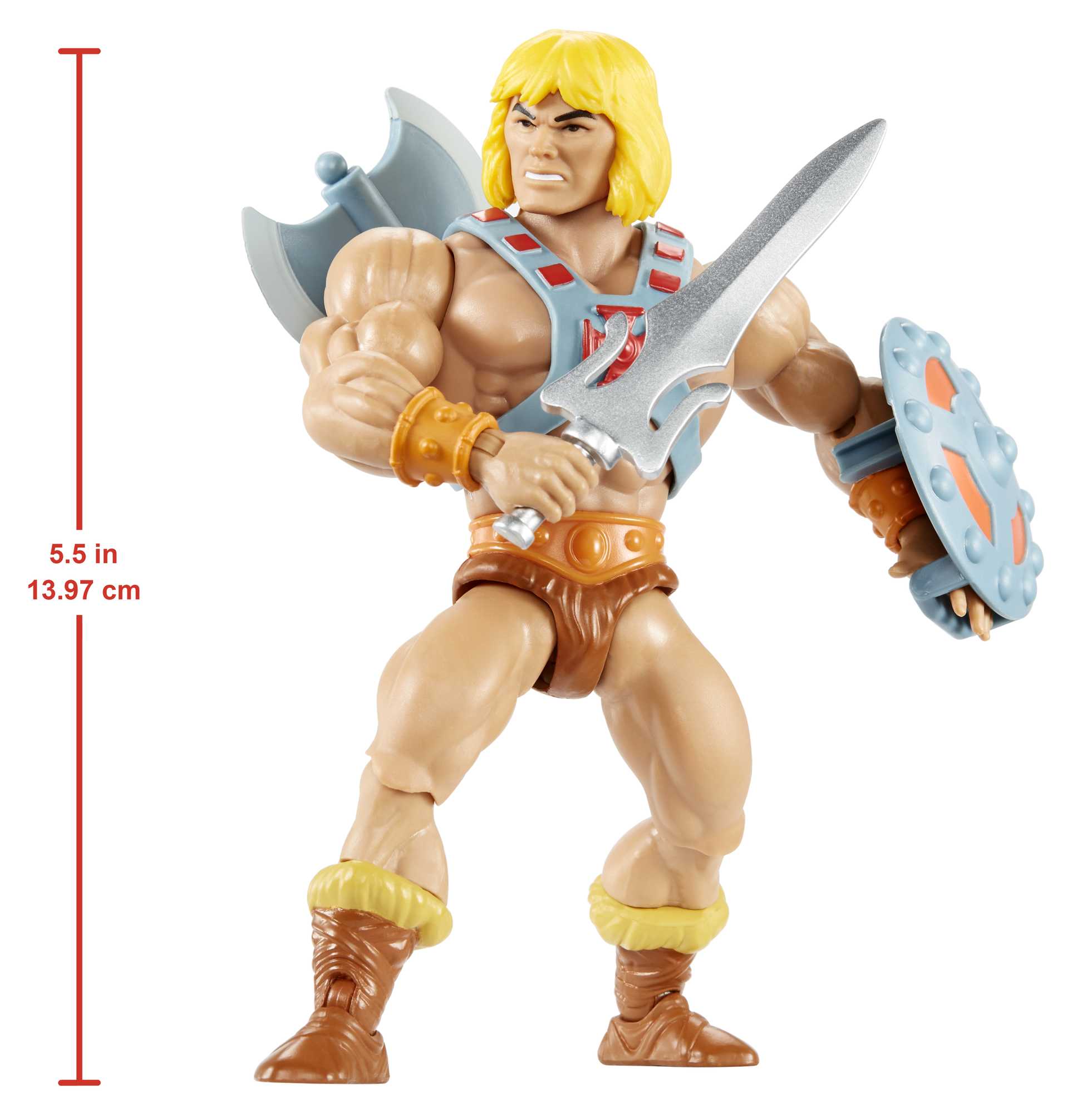 Masters Of The Universe Origins He-Man 5.5 inch Action Figure Motu Toy With Sword. Axe & Shield - Image 6