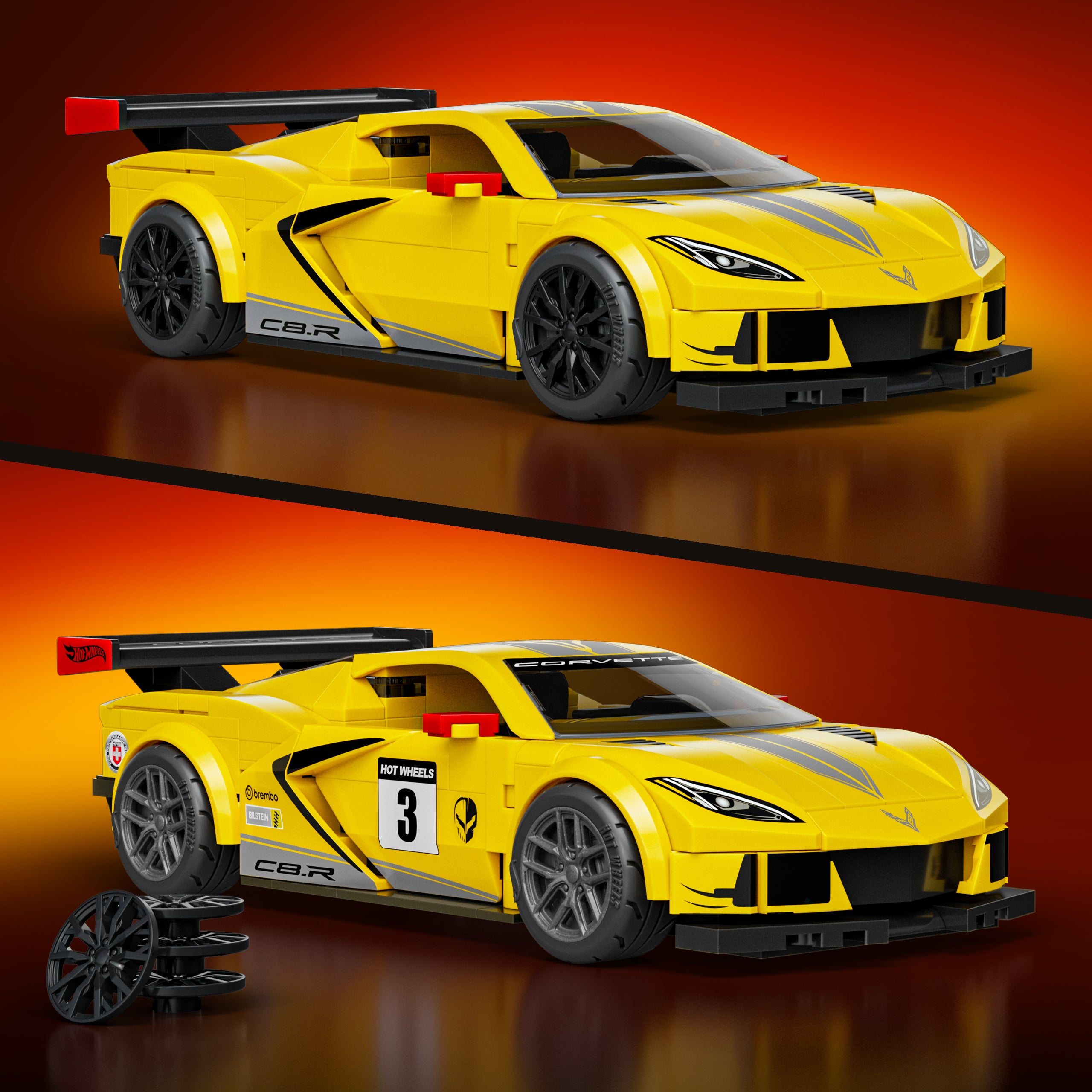 Mattel Brick Shop Hot Wheels Juguete de Construcci??n Speed '20 Corvette C8.R - Image 3