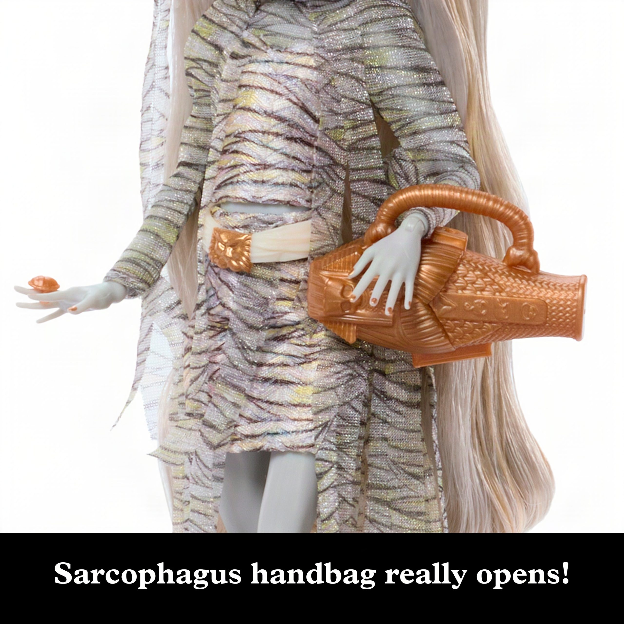 Monster High X Universal Monsters?The?Mummy?Collector Doll With?Wrap?Dress?&?Sarcophagus?Purse - Image 4