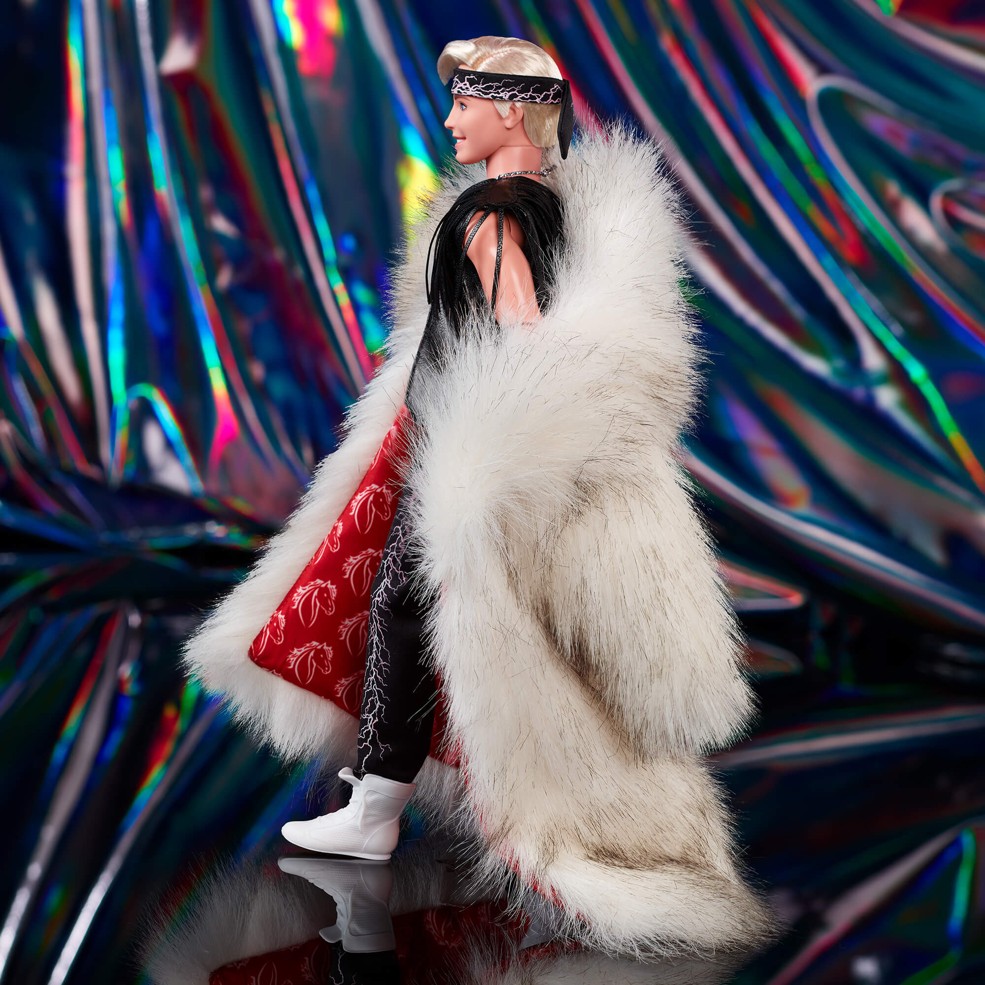 Ken Doll in Faux Fur Coat and Black Fringe Vest ?C Barbie The Movie - Image 4