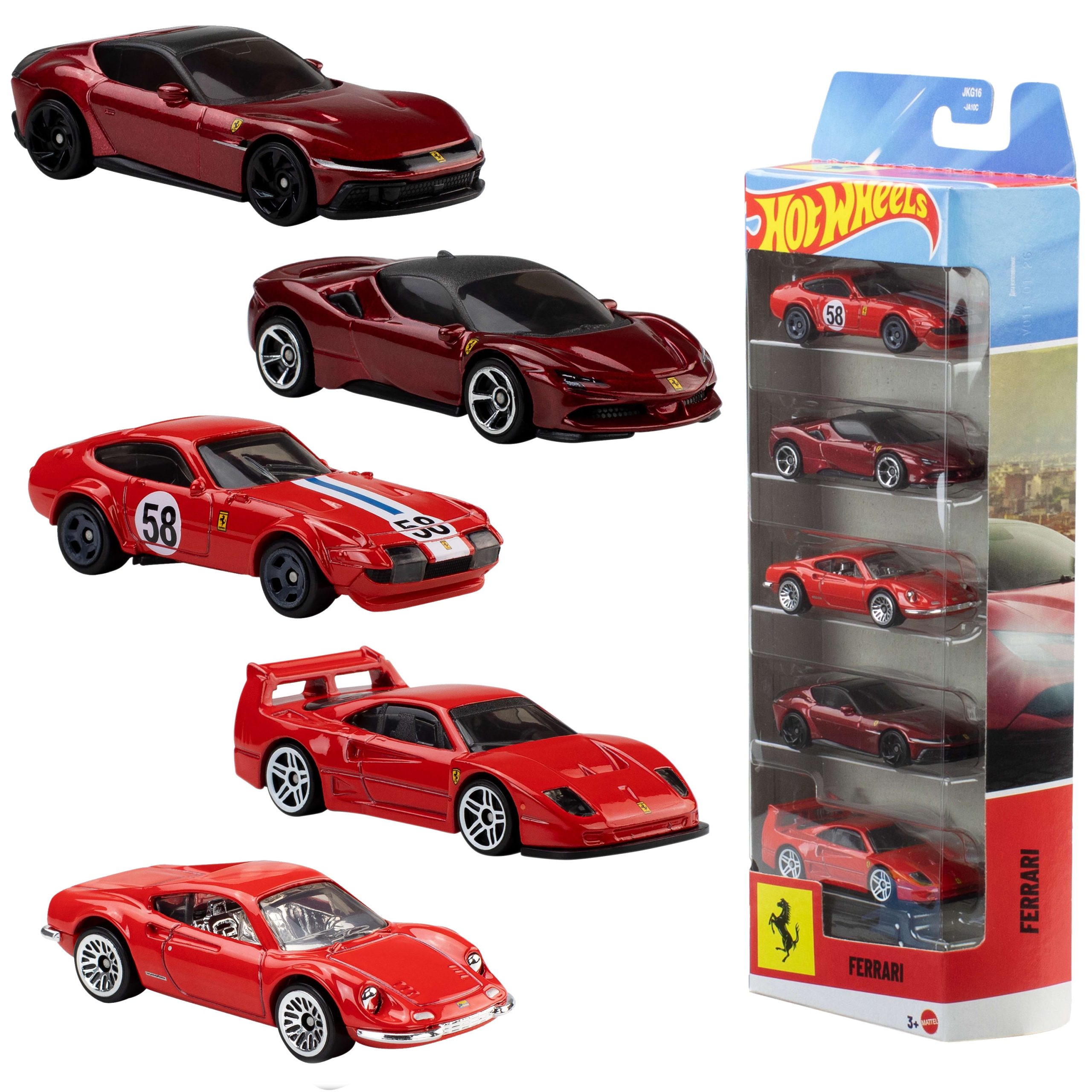 Hot Wheels Diecast Veh??culo de Juguete Paquete de 5 autos Rosso